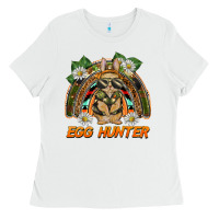 White easter egg hunter  rabbit rainbow Ladies Tee - BarkalooDesign