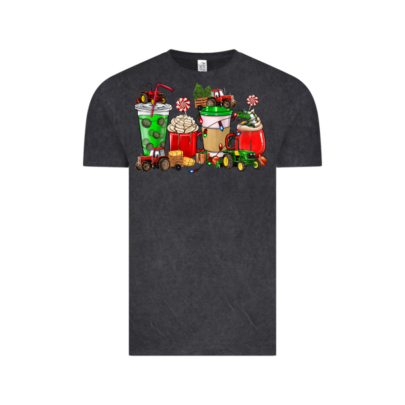 Christmas Tractor Coffee Cup Vintage Tee by NancyCooperArtShop | Teevron