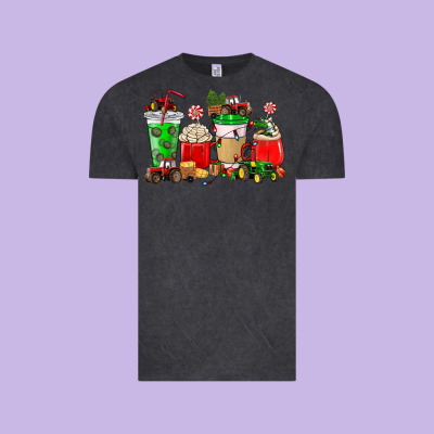 Christmas Tractor Coffee Cup Vintage Tee Designed By Nancycooperartshop