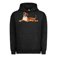Pigment Black Boxer Dog Illustrations Urban Hoodie - LillyAllenDesigns