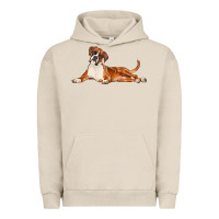 Pigment French Oak Boxer Dog Illustrations Urban Hoodie - LillyAllenDesigns