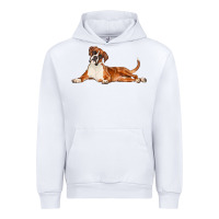 White Boxer Dog Illustrations Urban Hoodie - LillyAllenDesigns