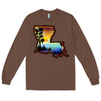 Chestnut louisiana  sunset map Long Sleeve Tee - BarkalooDesign