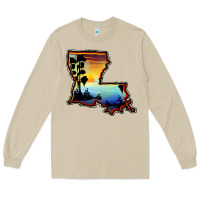 Mushroom louisiana  sunset map Long Sleeve Tee - BarkalooDesign
