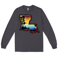 Smoke louisiana  sunset map Long Sleeve Tee - BarkalooDesign