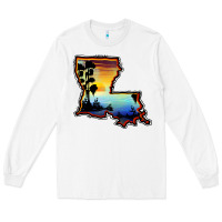 White louisiana  sunset map Long Sleeve Tee - BarkalooDesign