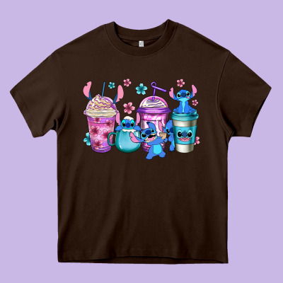 Stitch Coffee Heavy Core Tee Designed By Jasminsmagicworld