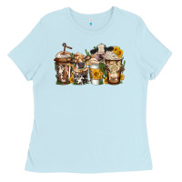 Baby Blue cows coffee cups Ladies Tee - Jasminsmagicworld