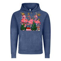 Vintage Denim christmas flamingos Vintage Hoodie - MaliasSmallBusiness