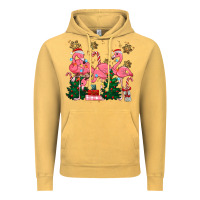Vintage Mustard christmas flamingos Vintage Hoodie - MaliasSmallBusiness