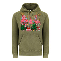 Vintage Olive christmas flamingos Vintage Hoodie - MaliasSmallBusiness