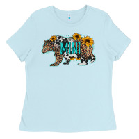 Baby Blue baby bear mini sunflowers leopard cowhide mother's day Ladies Tee - Jasminsmagicworld