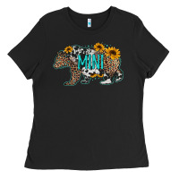 Black baby bear mini sunflowers leopard cowhide mother's day Ladies Tee - Jasminsmagicworld