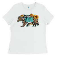 White baby bear mini sunflowers leopard cowhide mother's day Ladies Tee - Jasminsmagicworld