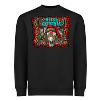 Black merry christmas bull skull Heavyweight Sweatshirt - RanaPortraitStore