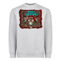 Merry Christmas Bull Skull Heavyweight Sweatshirt | Teevron