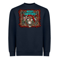 Navy merry christmas bull skull Heavyweight Sweatshirt - RanaPortraitStore