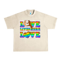 Sandshell Western LGBTQ+ Love Lives Here Tumbler Urban Heavy Tee - BundleAndBundleShop
