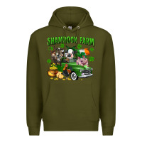 Army Green Shamrock farm Premium Hoodie - CowGirlArtShop