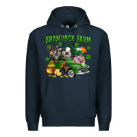 Navy Shamrock farm Premium Hoodie - CowGirlArtShop