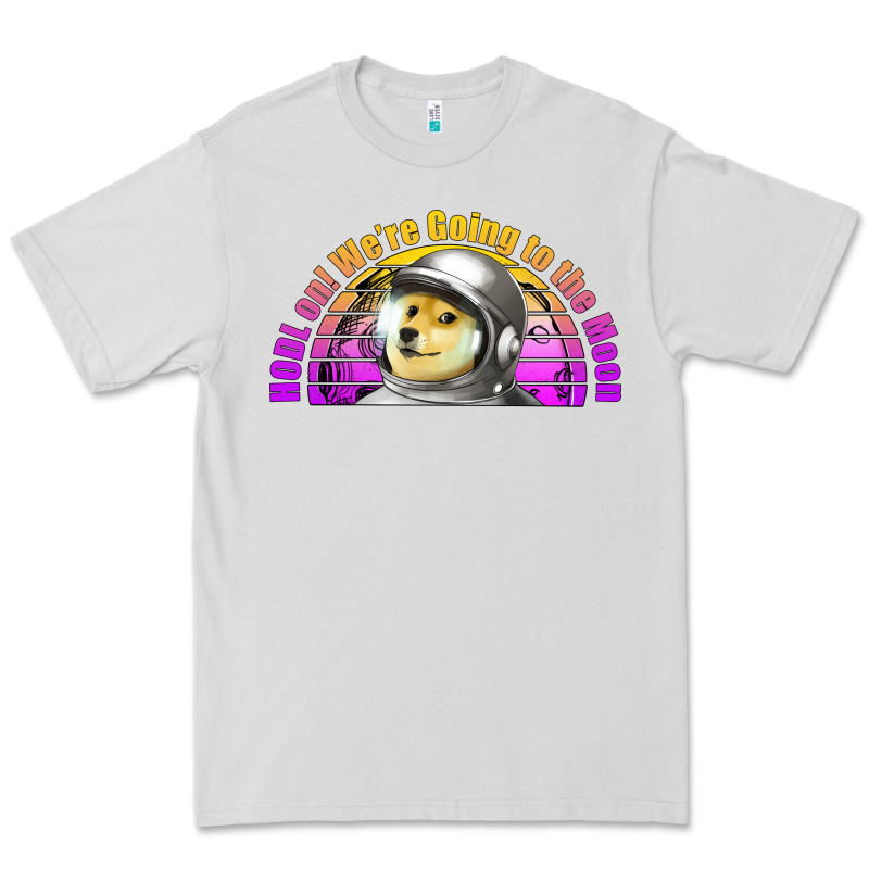 Doge Coin Hodl On We're Going To The Moon Retro Sunset Premium Tee by Jasminsmagicworld | Teevron