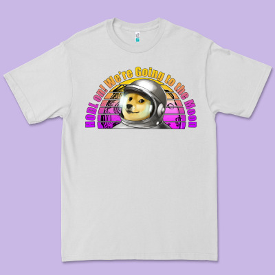 Doge Coin Hodl On We're Going To The Moon Retro Sunset Premium Tee Designed By Jasminsmagicworld