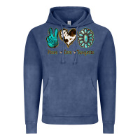 Vintage Denim Peace Love Turquoise Vintage Hoodie - Jasminsmagicworld