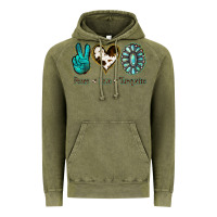 Vintage Olive Peace Love Turquoise Vintage Hoodie - Jasminsmagicworld