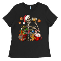 Black christmas skeleton coffee Ladies Tee - Jasminsmagicworld