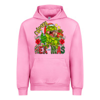 Fuchsia Pink Merry Rexmas Urban Hoodie - CowhideDigitalArt