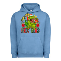 Pigment Pebble Blue Merry Rexmas Urban Hoodie - CowhideDigitalArt