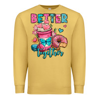 Antique Gold better together donut and coffee valentines day Premium Sweatshirt - OliviaCreatesArt