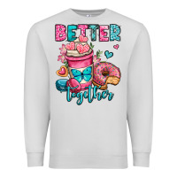 Dove Grey better together donut and coffee valentines day Premium Sweatshirt - OliviaCreatesArt