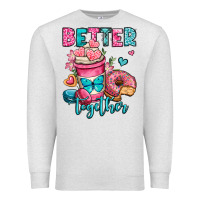Oatmeal Heather better together donut and coffee valentines day Premium Sweatshirt - OliviaCreatesArt