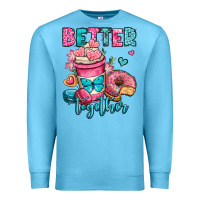 Ocean Blue better together donut and coffee valentines day Premium Sweatshirt - OliviaCreatesArt