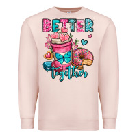 Pale Pink better together donut and coffee valentines day Premium Sweatshirt - OliviaCreatesArt