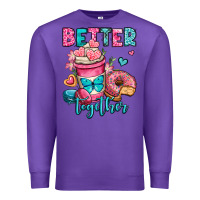 Purple better together donut and coffee valentines day Premium Sweatshirt - OliviaCreatesArt