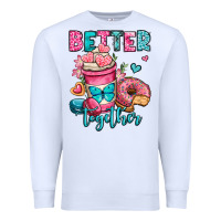 White better together donut and coffee valentines day Premium Sweatshirt - OliviaCreatesArt