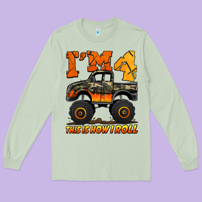 I'm Four This Is How I Roll Monster Truck Birthday Long Sleeve Tee Designed By Jasminsmagicworld