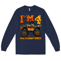 Navy i'm four this is how i roll monster truck birthday Long Sleeve Tee - Jasminsmagicworld