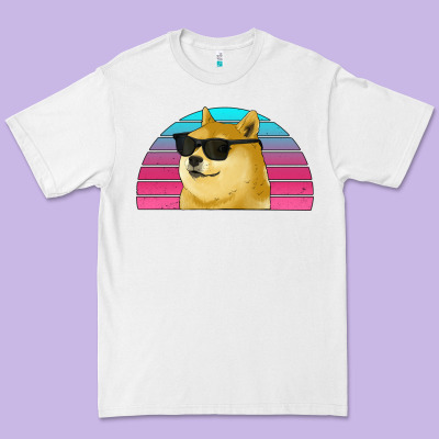 Doge Coin Bitcoin Hodl Retro Sunset Premium Tee Designed By Jasminsmagicworld