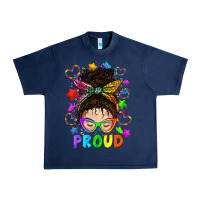 Navy LGBTQ+ Messy Bun With Colorful Stars Urban Heavy Tee - BundleAndBundleShop