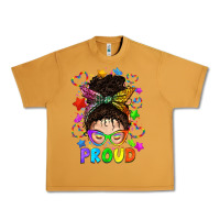 Peanut Butter LGBTQ+ Messy Bun With Colorful Stars Urban Heavy Tee - BundleAndBundleShop