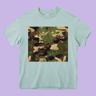 Camouflage Glitter Heavy Core Tee Designed By Barkaloodesign