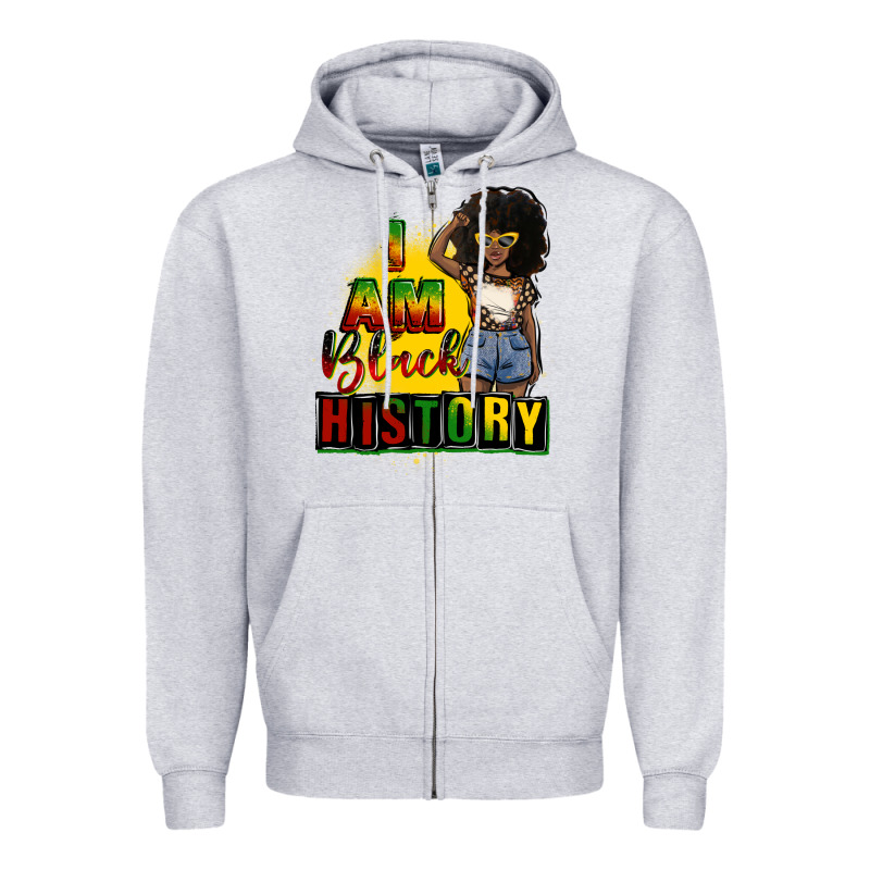 I Am Black History Juneteenth Zipper Hoodie by CowGirlArtShop | Teevron