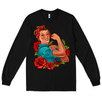Black hispanic strong woman with roses Long Sleeve Tee - Jasminsmagicworld