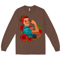 Chestnut hispanic strong woman with roses Long Sleeve Tee - Jasminsmagicworld