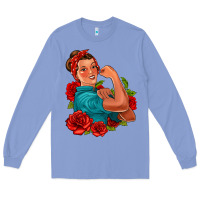 Colony Blue hispanic strong woman with roses Long Sleeve Tee - Jasminsmagicworld