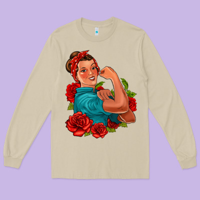 Hispanic Strong Woman With Roses Long Sleeve Tee Designed By Jasminsmagicworld
