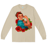 Mushroom hispanic strong woman with roses Long Sleeve Tee - Jasminsmagicworld